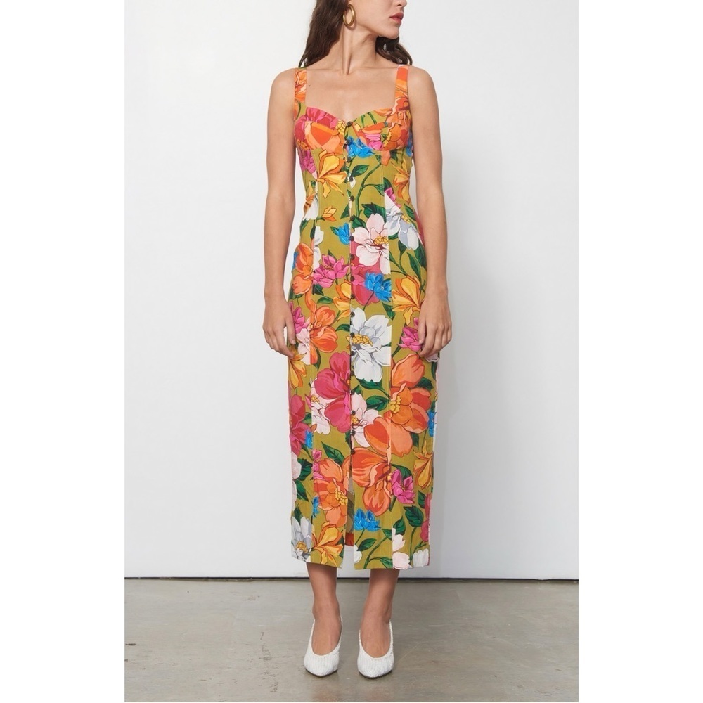 NWOT Mara Hoffman Linen-Blend Midi Floral Angelica Dress